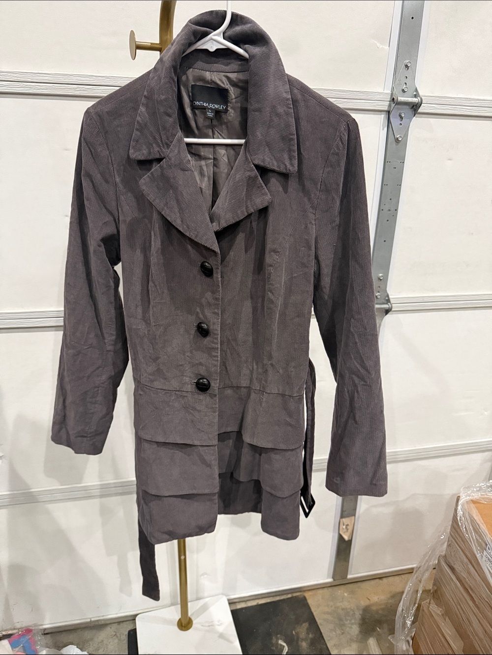 Cynthia Rowley Gray Corduroy Layered-Hem Blazer